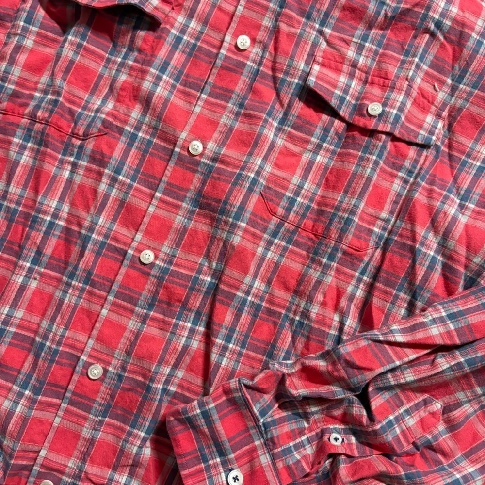 Untuckit salmon and blue plaid button down shirt - Picture 3 of 3